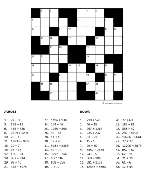 Un exemple de jeu mathématiques est le mot croisé adapté. Découvrir avec FormaMaths.