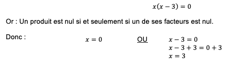 Voici un exemple de résolution d'équation produit nul dans le chapitre des équations en 3ème.