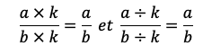 Voici une propriété sur les fractions égales dans le chapitre des fractions en 5ème.